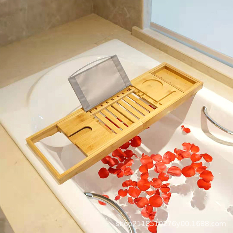 Bathroom Rack Retractable Bathtub Storage Rack Multifunctional Bathtub Stand Tray Bookshelf Bathroom Bathtub Storage Board
