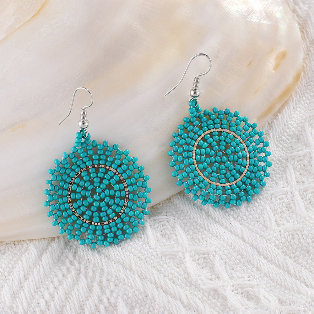 22g Weight Steel, Iron Ear Needle Material Drop Earrings Classification 1 Pair Quantity Holiday, Daily Occasion Seed Bead Material Geometric Pattern Women's Gender Beaded Design Bohemian Style 1 Pair Bohemian Geometric Beaded Seed Bead Drop Earrings 4