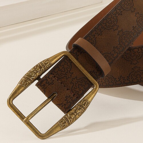 American retro y2k belt women's trend national style belt all-match denim high-end brown leather pants belt