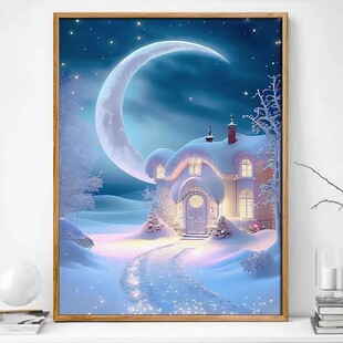 Snow Fairy Tale House Castle 5d Diamond painting full diamond cross stitch 2023 new brick stickers handmade diy with frame