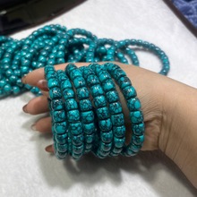 天然优化绿松石直切老型珠DIY饰品配件批发散珠佛珠打造蓝绿色