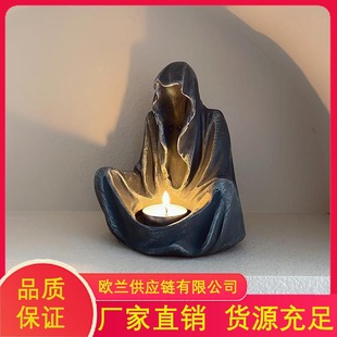 Cross-border Scandinavian Ghost Wizard Creative Resin Candlestick Bedroom Creative Ornaments Halloween Party Atmosphere Decorations