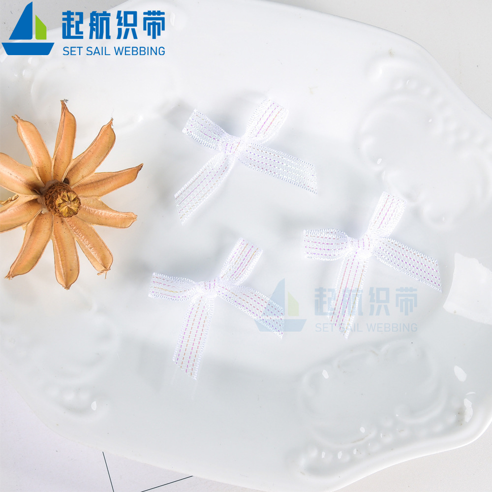 新款1cm 雪紗絲帶手打蝴蝶結 DIY服裝服飾蝴蝶結輔料內衣襪子輔料