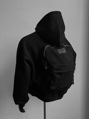 American-style hoodie, trendy 3D backpack-style sweatshirt for men, spring/autumn casual zip-up design jacket.