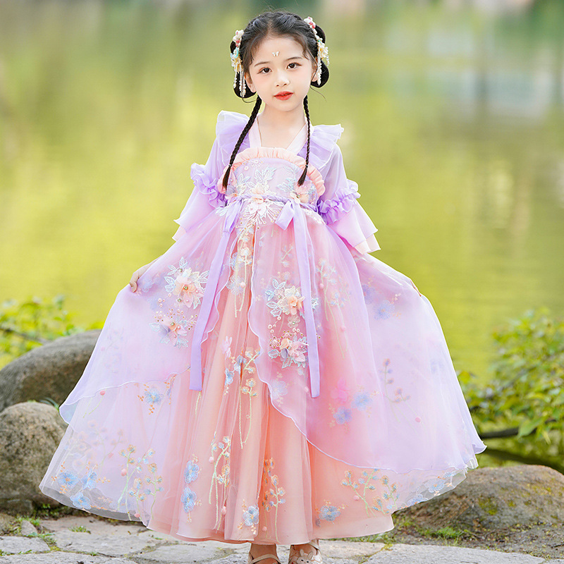 Y汉服女童夏季古装裙子2024新款儿童装超仙连衣裙女孩唐装夏款短