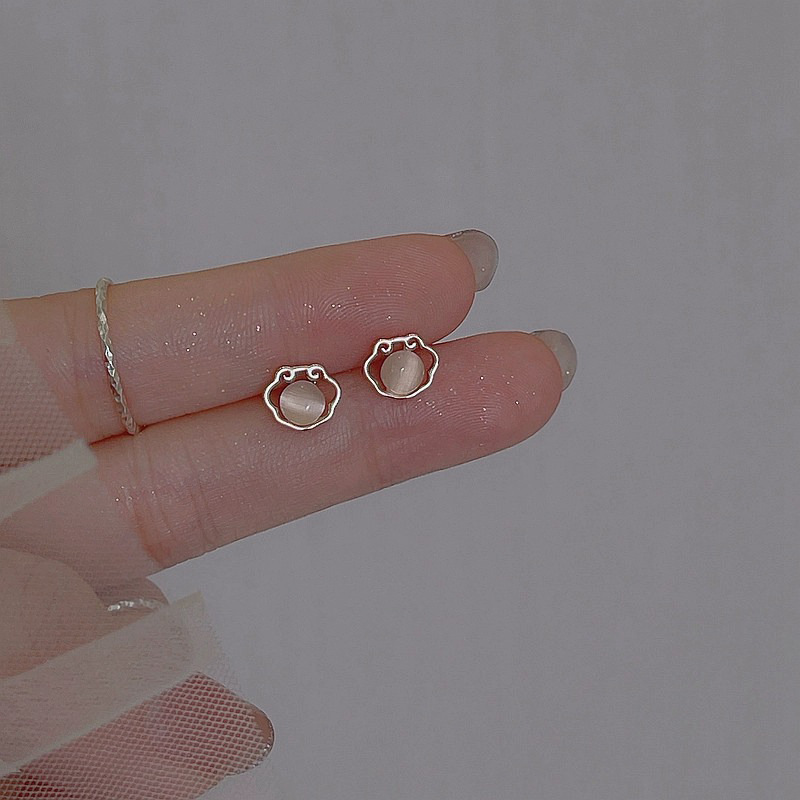 Tiqi925 Sterling Silver Ruyi Longevity Lock Earrings For Womeny Chinese Style Earrings Summer Earrings Temperament Earrings