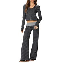Y 15054 Retro Stripe Hoodie Set ����������װ �羳ŷ��