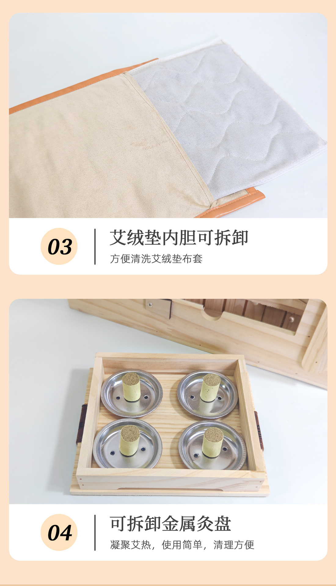 Wooden Moxibustion Box Solid Pine Moxa Burner for Shoulder Neck Waist Back Full Body Home Wellness with 60 Moxa Cones in use