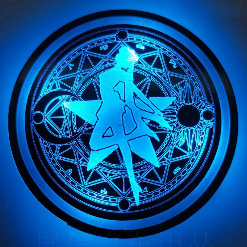 Coche LED luminoso estera de la taza de agua alfombra de la puerta del coche rojo neto modificación interior faro hermosa chica matriz mágica generación pelo image 2