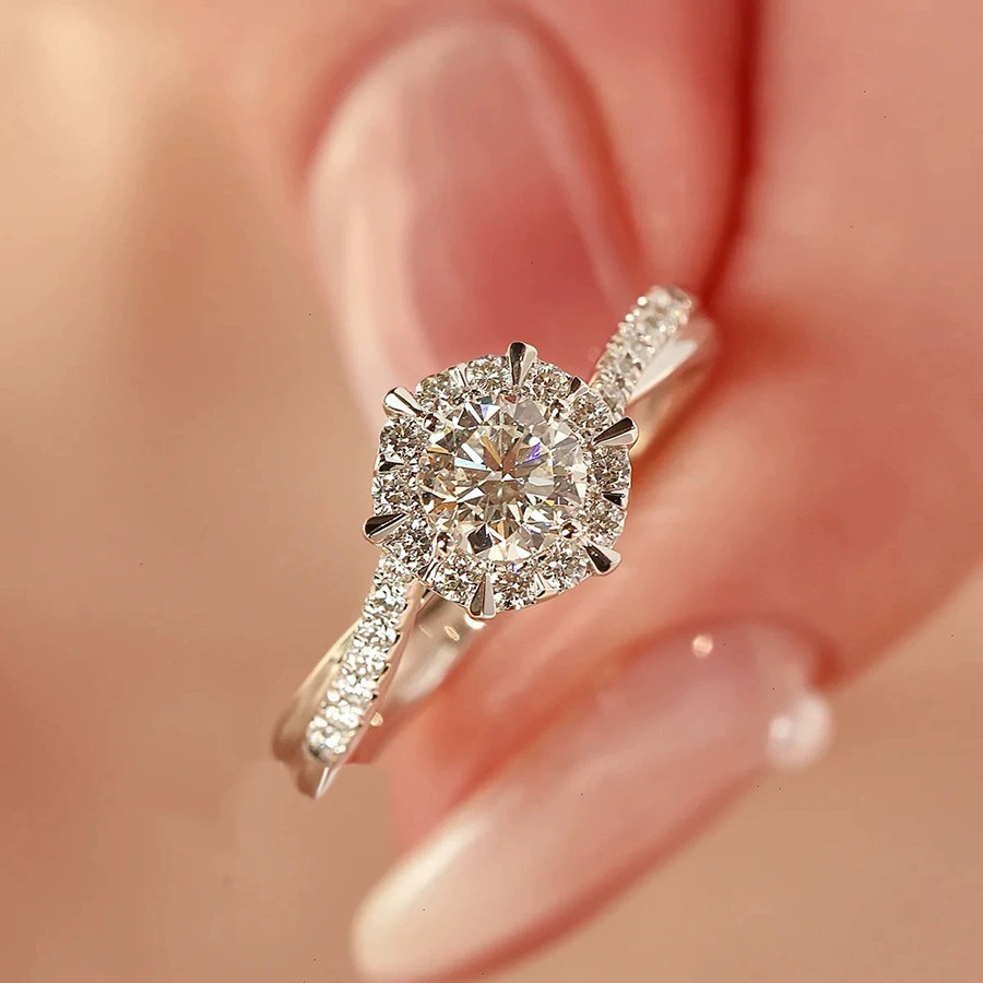 Звездное плетение одно каратное кольцо из муассанита женского PT950 стерлингового серебра