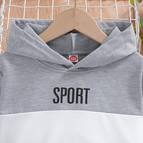 Boys' Hooded Sweatshirt with Color Block Long Sleeve Spring and Autumn Style Casual and Versatile Trendy Kids' Apparel