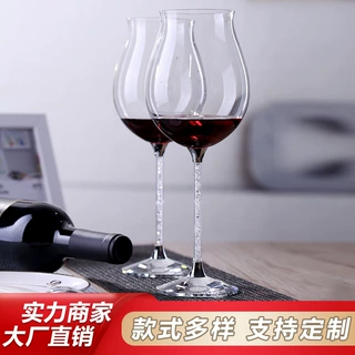 厂家批发 高脚杯 施华洛世奇欧美钻石红酒杯供应高硼硅玻璃洋酒杯