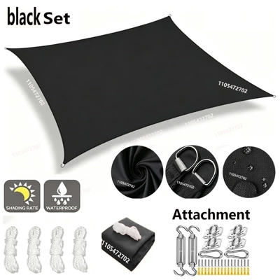Avtomobil yan çətirləri – four-corner sail, garden courtyard rain - black-accessories-2x2m