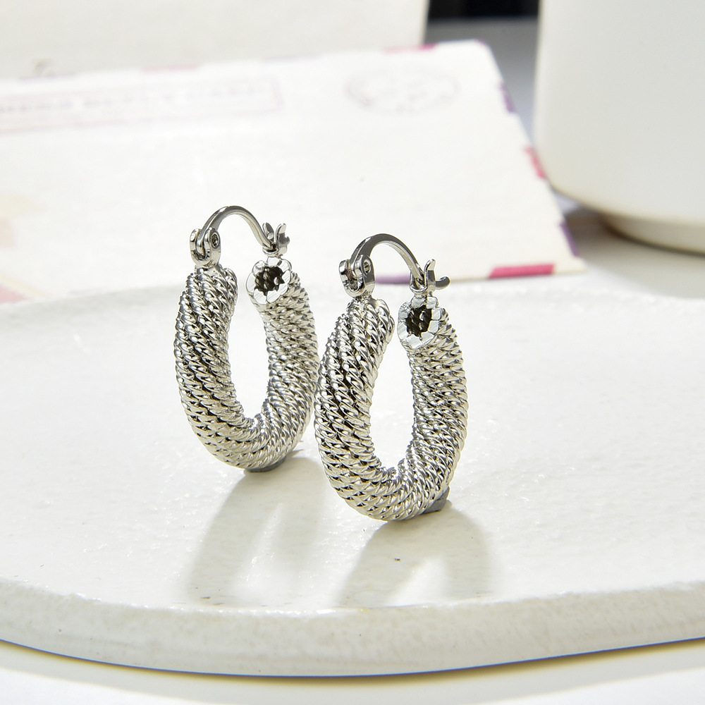 Earrings Classification 1 Pair Quantity Geometric Twist Metal Copper Retro Exaggerated Fashion Earrings