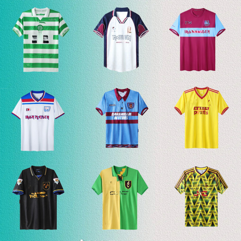 Vintage Short Sleeve Football Suit T-Shirt West Ham Joint Newcastle Wales Celtic Classic Jersey