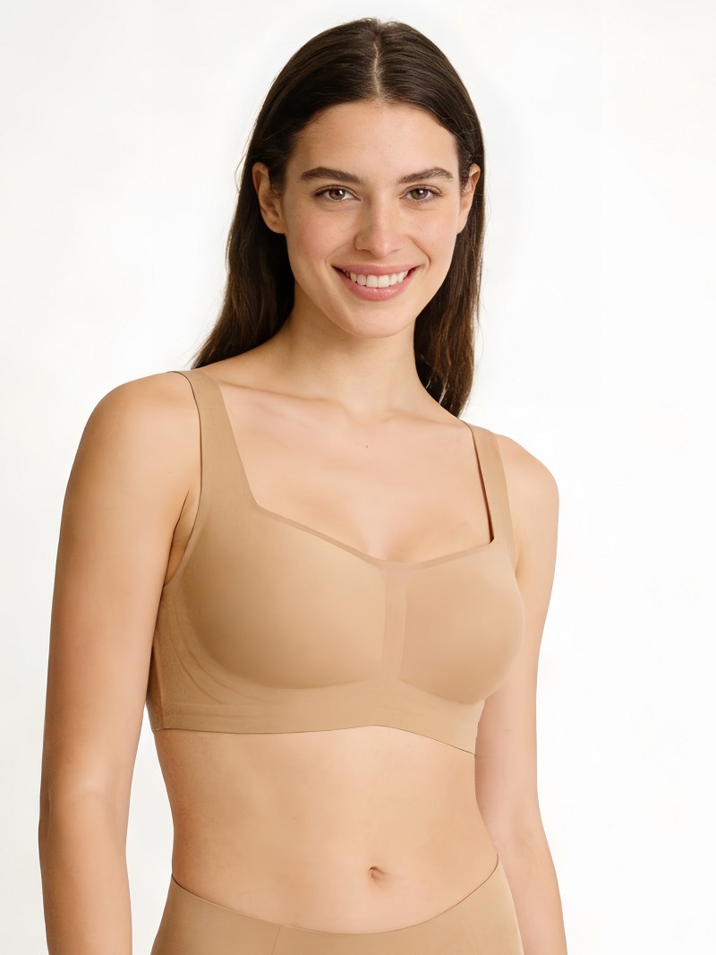 Women's Seamless Strapless Bra Foundation Smooth Soft Support Thin Jelly Square Neck Comfortable Underwear_voghion.com