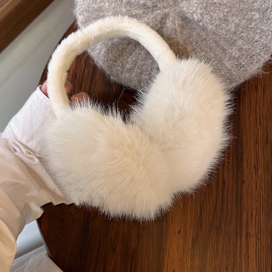 Korean white imitation rabbit fur soft and cute plush earmuffs to keep warm and freeze-proof ear protectors winter earmuffs women's earmuffs ear warmers