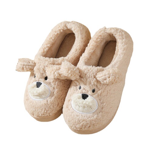 Women's Cute Winter Indoor Home Slippers with Cotton, Non-Slip, Bear Plush, Couple Cartoon Slippers for Winter Wholesale