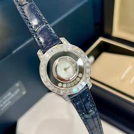 简约肖家镂空女表轻奢快乐钻石手表5钻石英腕表7钻透明鳄鱼皮表带