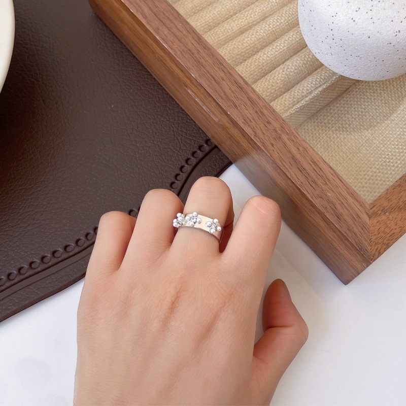 Nordic Style Modern Style Geometric Sterling Silver Plating Inlay Artificial Pearls Open Rings display picture 6