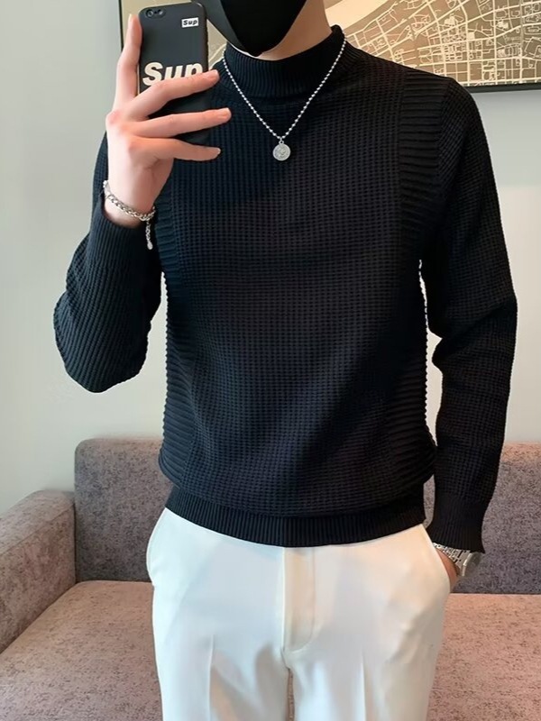 Demi-season solid color base Japanese trend knitted sweater for…