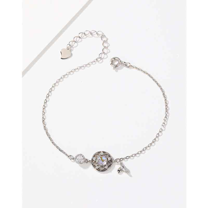 S925 plata esterlina piedra de cristal Dream catcher pulsera mujer luz lujo nicho exquisito chica temperamento coreano simple pulsera