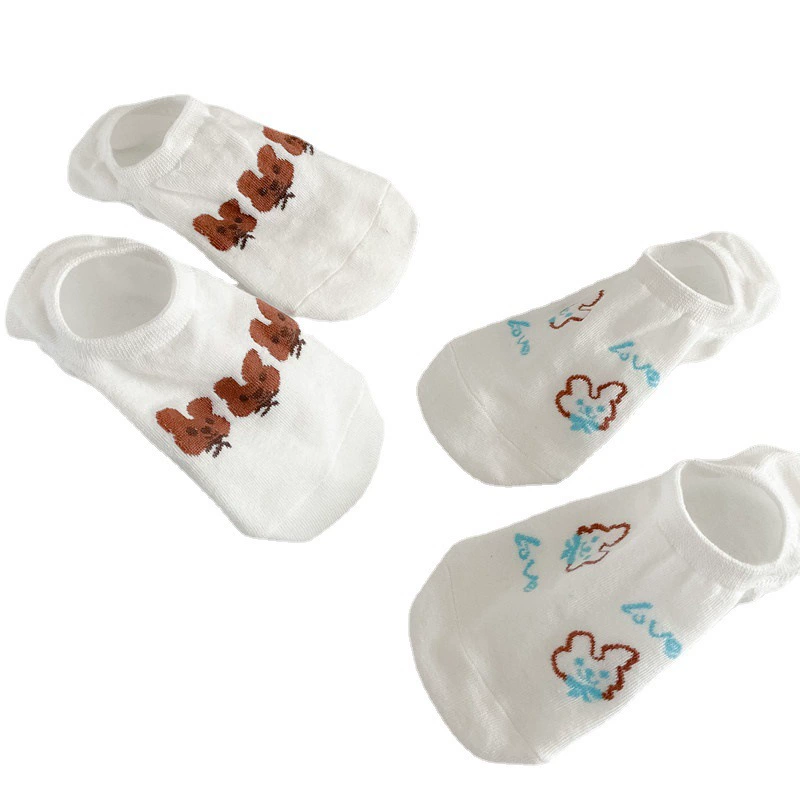 Invisible low‑cut summer thin socks, tide style, white and patterned designs, lightweight 0.02 kg