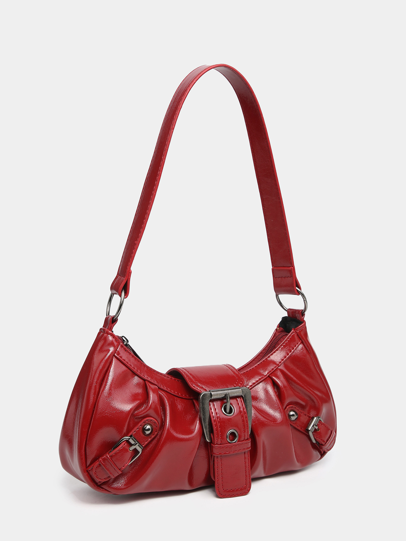 Zipper Closure Type Women's Medium Pu Leather Solid Color Classic Style Square Zipper Underarm Bag