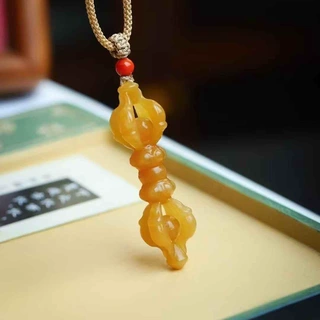 天然和田玉玉器工厂店新疆且末料老料满糖色玉石降魔杵吊坠挂件