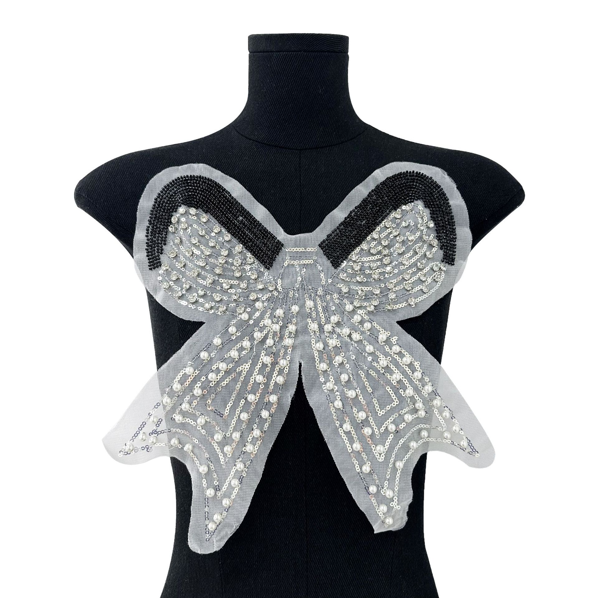 Venta caliente de malla blanca mariposa bordada pegatinas de tela vestido de ropa DIY parche decorativo Accesorios apliques Accesorios image 9