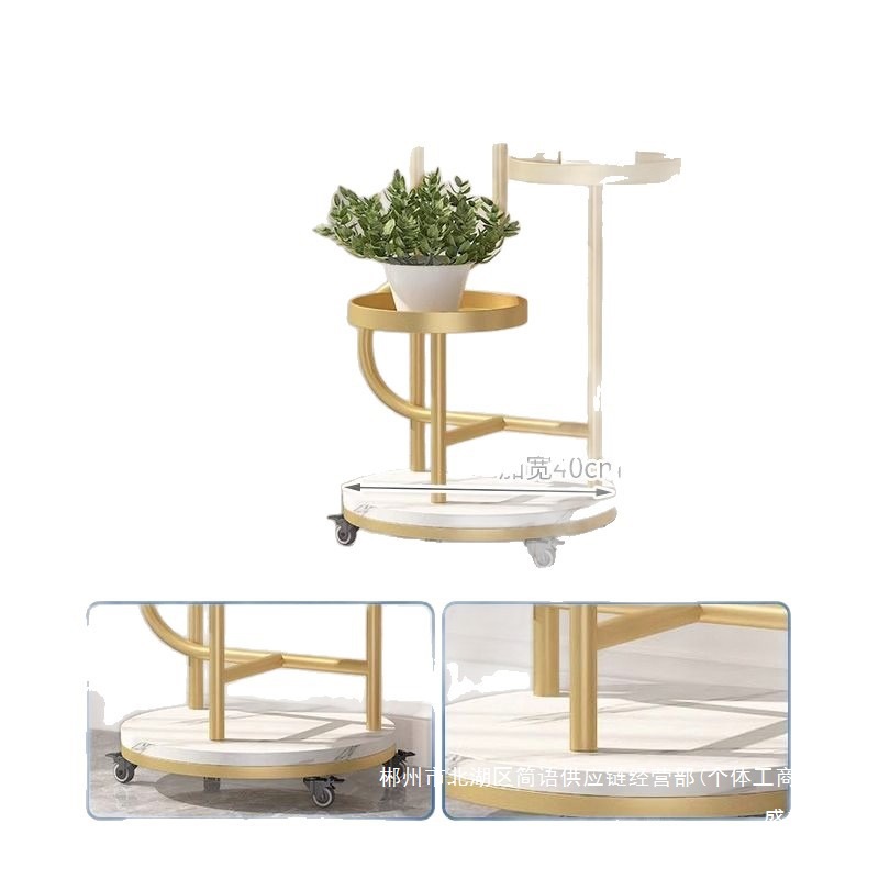 Fábrica directa estante de flores sala de estar de lujo ligero móvil multicapa gabinete de televisión al lado del sofá colocado en maceta de hierro forjado