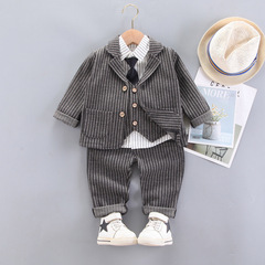 Korean style boys' clothing, autumn children's clothes, striped infant suits, children's suits, four-piece baby clothes