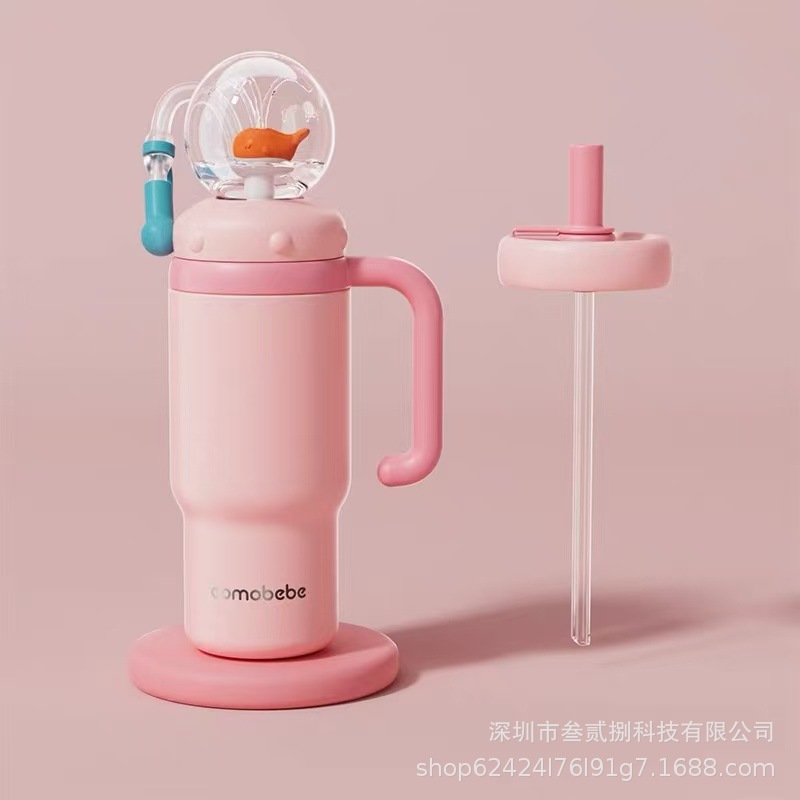 Taza de agua para niños ballena spray bebé taza de paja kindergarten hogar buceo beber diversión taza de verano