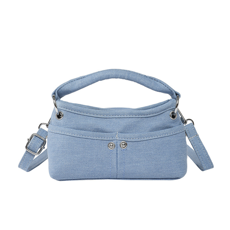 Hong Kong estilo retro bolso denim mujer verano 2026 nuevo estilo casual versátil sensación diaria de hombro mochila