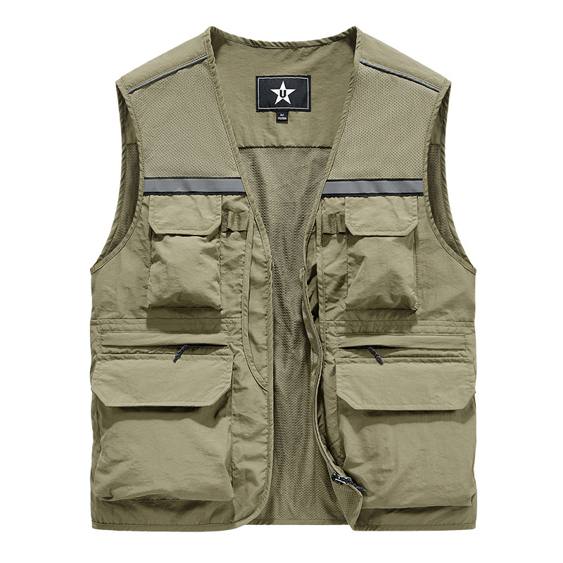 Multi-Pocket Outdoor Vest for Men, Lightweight Fishing Vest, Photography Director Safety Reflective Vest, Quick-Dry Sports Vest Multi-Pocket Outdoor Vest for Men, Lightweight Fishing Vest, Photography Director Safety Reflective Vest, Quick-Dry Sports Vest