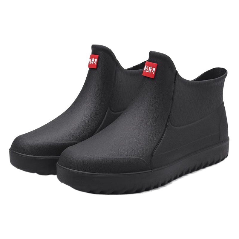Botas de lluvia para hombres antideslizantes Botas de lluvia de moda impermeables forradas de lana zapatos de goma cálidos trabajo de cocina zapatos de agua cortos de media pantorrilla