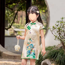 童冬款中国风小童旗袍汉服棉衣中大童拜年服外套儿童表演服潮款