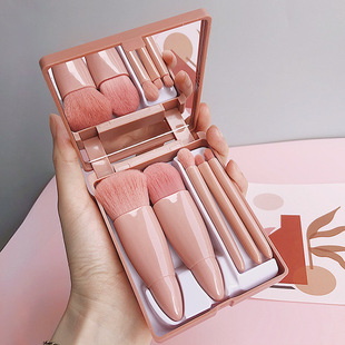 Convenient Makeup Brush Set with Mirror, Beauty Tools, Blush Brush, Loose Powder Brush, Foundation Brush, Eye Shadow Brush, Blending Brush
