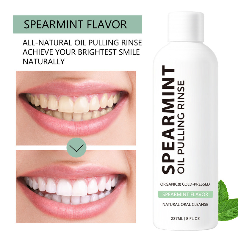 跨境Peppermint oil mouthwash清新口气清洁牙齿护龈薄荷油漱口水|undefined