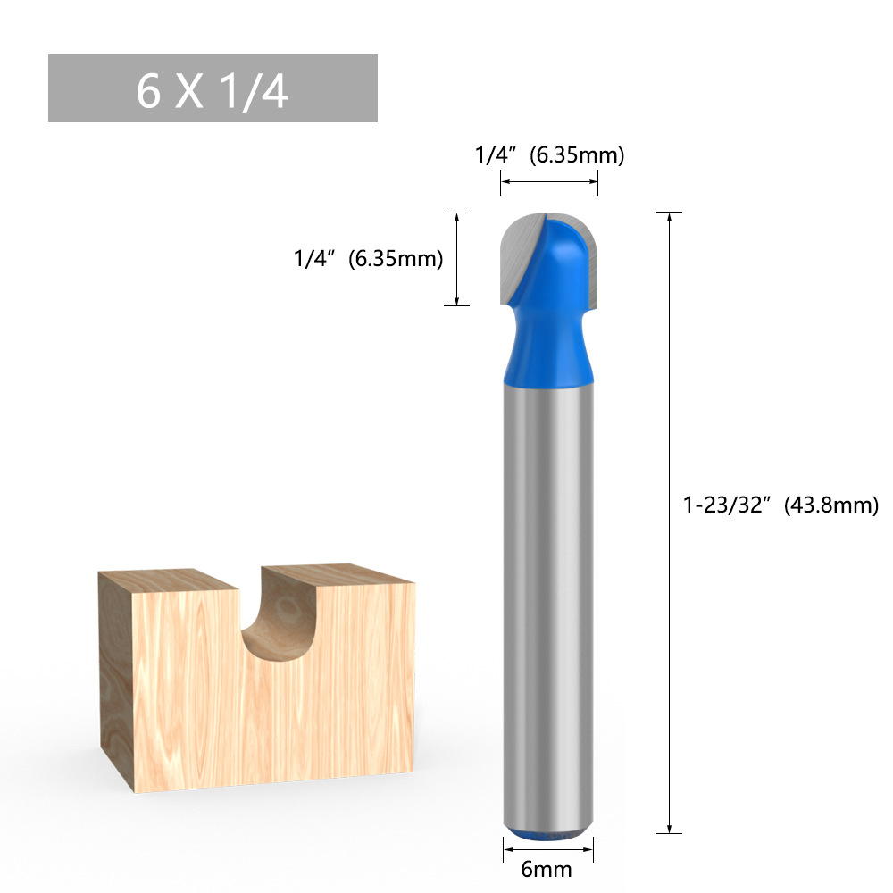 Azul 1/4 mango 6 mango redondo inferior cuchillo de encaje cabeza redonda cuchillo de carpintería semicírculo alivio cuchillo herramienta de carpintería ventas directas de la fábrica