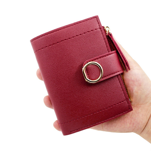 Factory direct supply of new women's zipper short wallet buckle fresh literary small square bag coin purse ladies bag