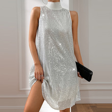 欧美新款仙气显瘦修身亮晶晶亮片时尚气质节日氛围聚会优雅连衣裙