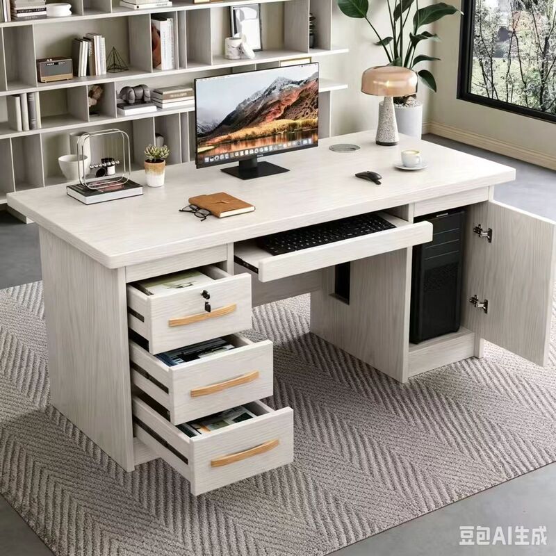 Office Desk for Home Use, Student Writing Desk with Drawers, Simple Modern Desktop Computer Desk, Room Bedroom Solid Wood Desk