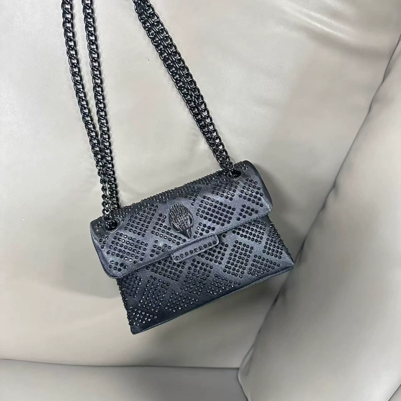 One-shoulder bag on chain, black small bag, chain bag