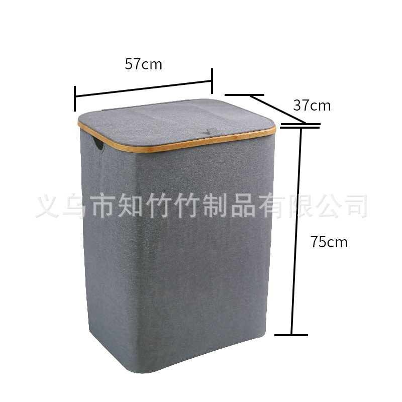 Cesto de Ropa de Tela Zhi Zhu, Plegable de Bambú con Tres Bolsillos Interiores, Gran Capacidad, Éxito de Ventas Transfronterizo