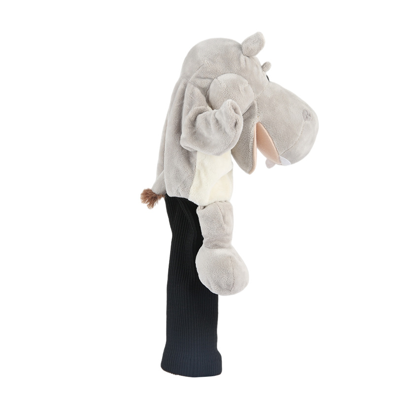 Cubierta de tapa de club de golf N ° 1 cubierta de club de madera de dibujos animados animal gris hipopótamo Club cabeza cubierta protectora al por mayor