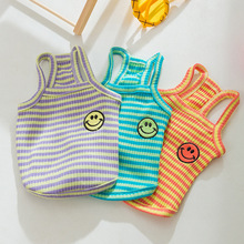 彩色多彩条纹吊带小狗狗春夏季服装透气泰迪比熊斗牛通用宠物服饰