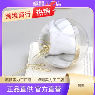 100Pcs Creative Marble 28mm Gold Paper Clip Office Supplies
