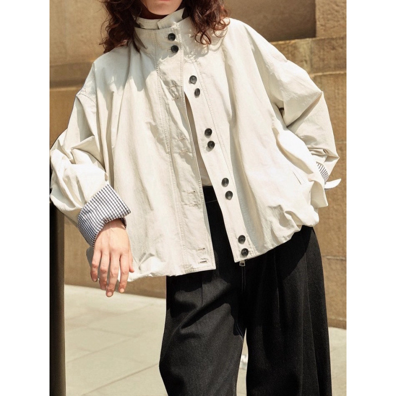 [White Noise Jacket] Elle Bud-Shaped Short Jacket for Women 2025 Autumn New Workwear Loose Work Clothing Top