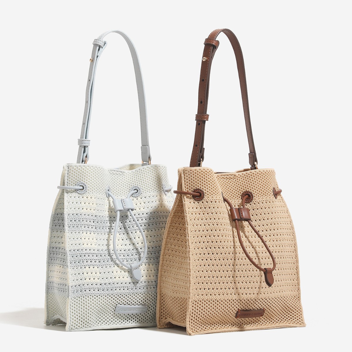 Large-Capacity Woven Drawstring Bucket Bag for Women in Summer, Super Popular Vacation Bag, Seaside Beach Bag, Shoulder Crossbody Bag